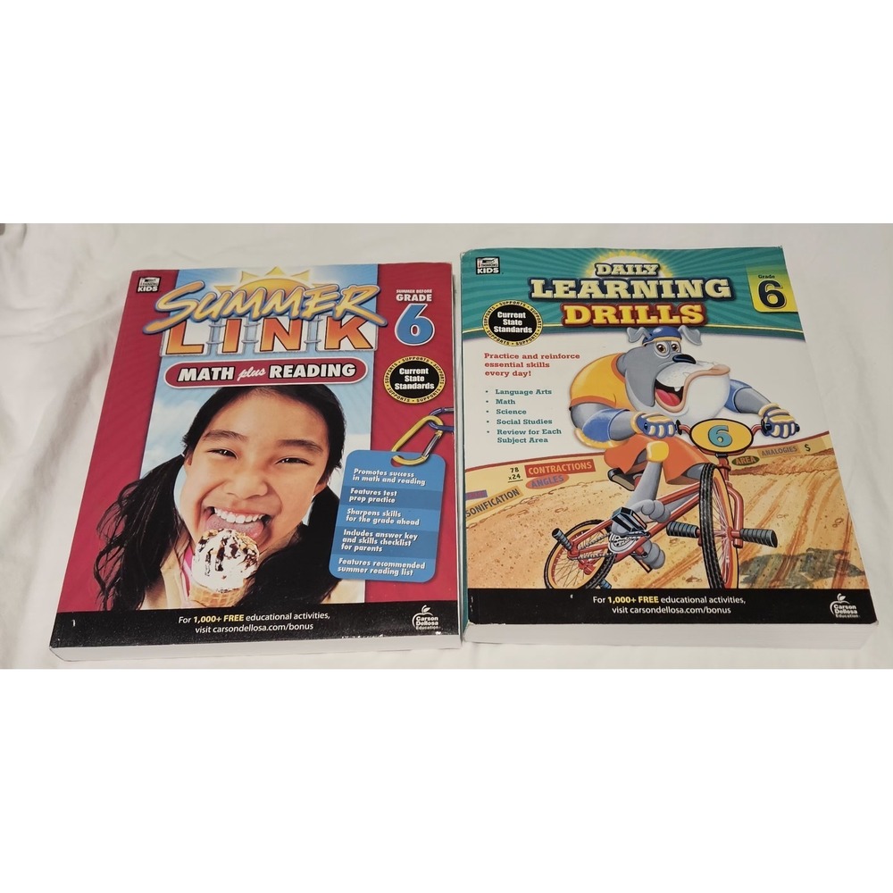 Carson Dellosa Summer Link Math & Reading, Daily Drills Grade 6 Study Guide